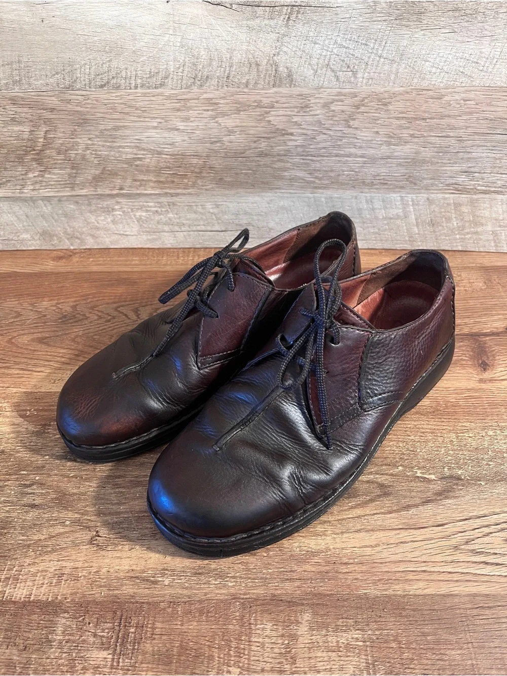 Clarks Men's Dark Brown Leather Lace-Up Oxfords Vintage Split Toe Center Seam